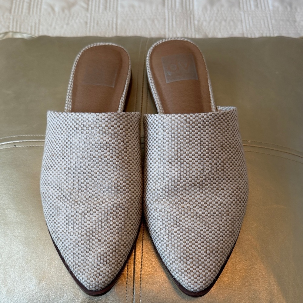 DV by Dolce Vita Textured Pointed-Toe Slip-On Mules — Natural Taupe